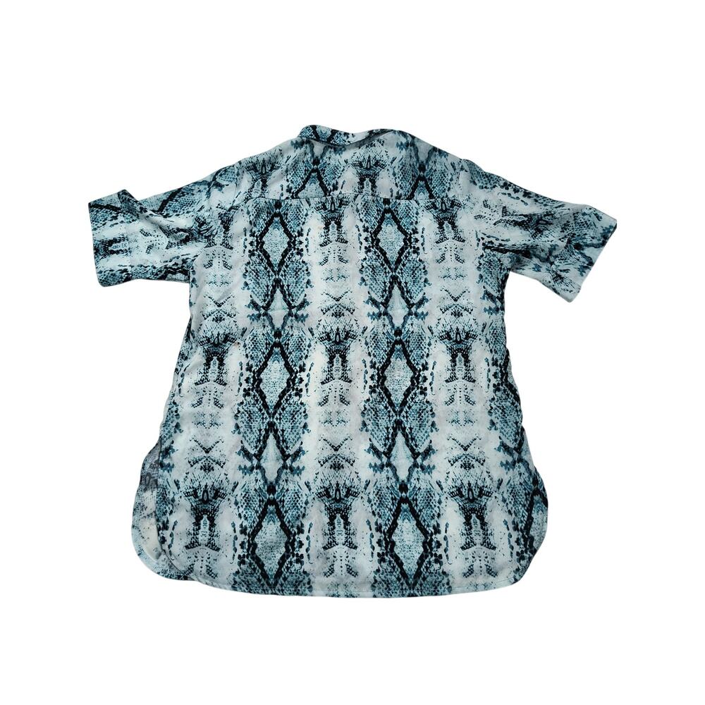 Snake skin shirt, blue animal print shirt: Women
